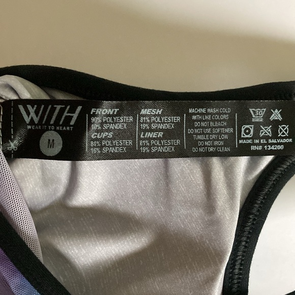 Peloton WITH Strappy Sports Bra Lead With Love Rainbow Tie Dye Size M - Picture 5 of 8